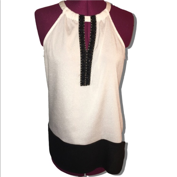 New York & Company Tops - NY&CO Black and White Jeweled Halter Top